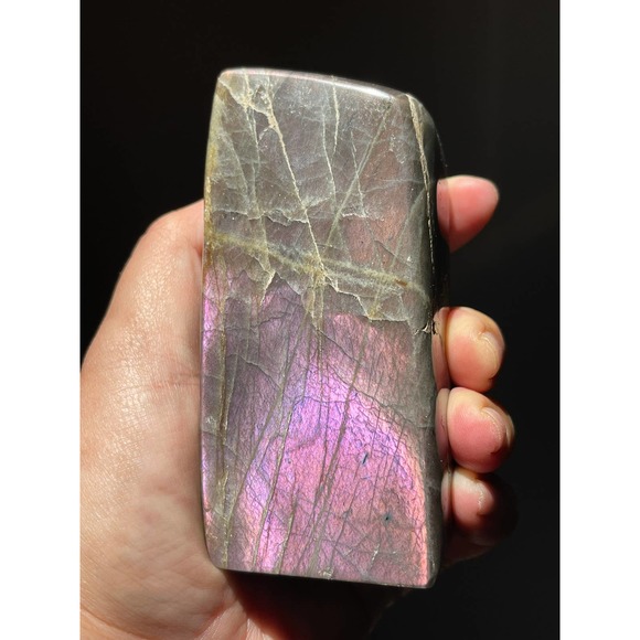 Purple Pink Sunset Labradorite Freeform | Double Sided Flashy Labradorite - Picture 4 of 9